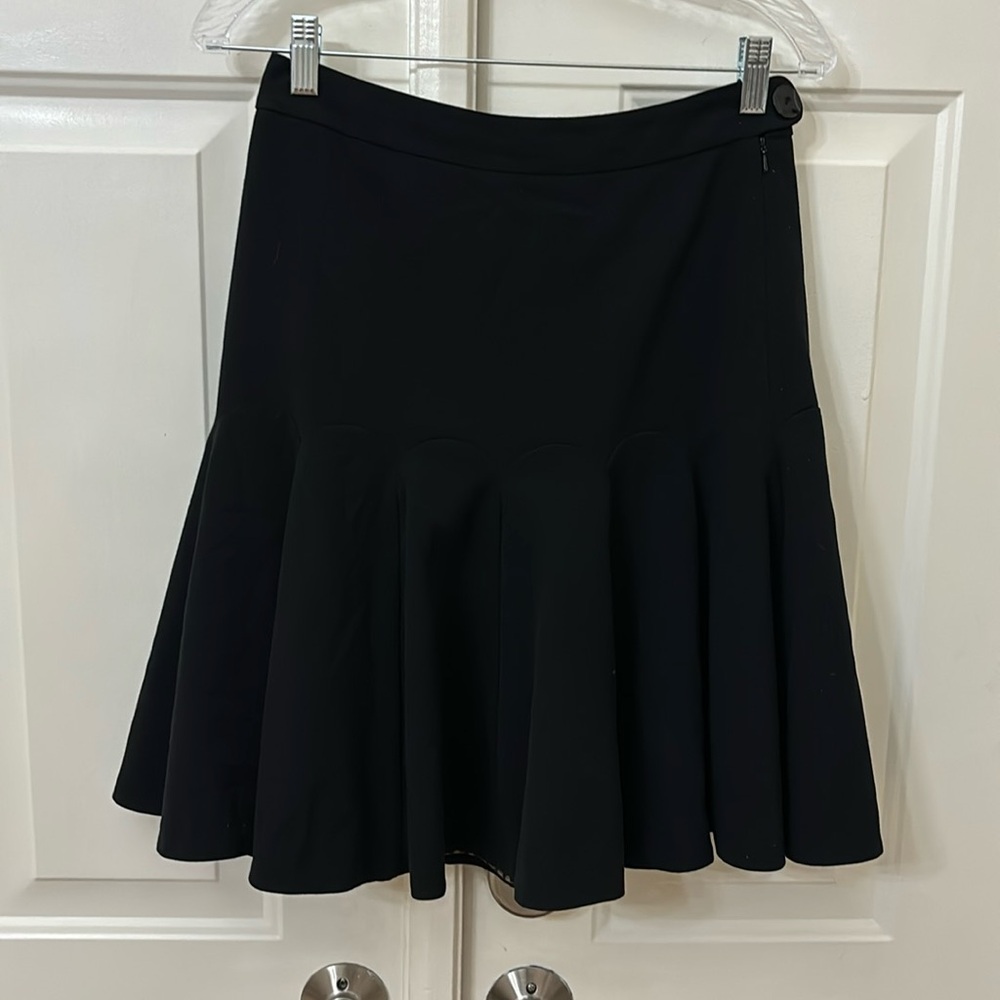 ✨Anthropologie✨Skirt black gabardine fit n flare skirt Sz:0